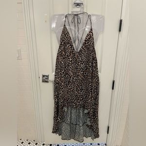 Leopard swimsuit cover up with strap tie details